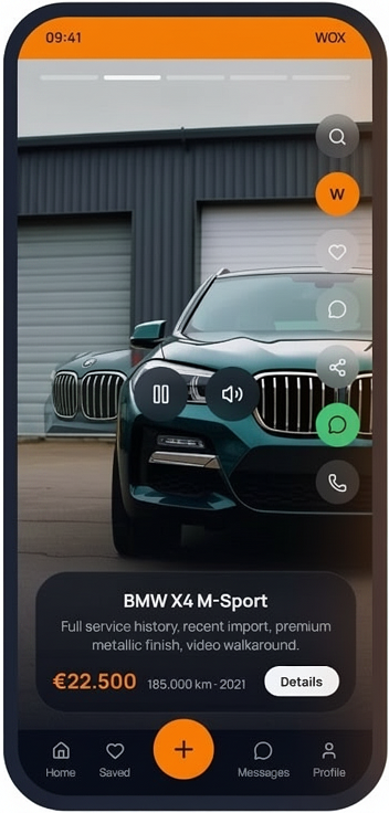 Mockup aplicație WoxCars