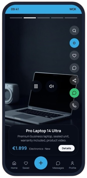 Aplicație OWX cu feed video vertical de produse
